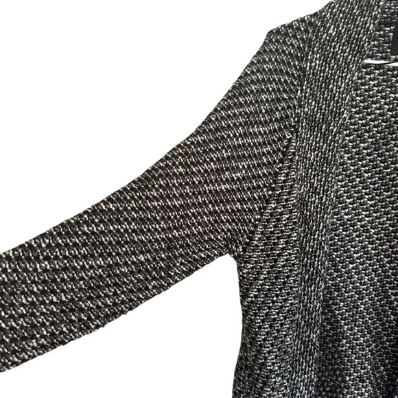 Zara Knit Chunky Black White Grey Open Front Cardigan Sweater M - Picture 5 of 11